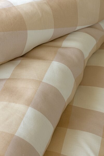 Obliečky Quadro Beige Linen 100% len 1x 140/200, 1x 70/90