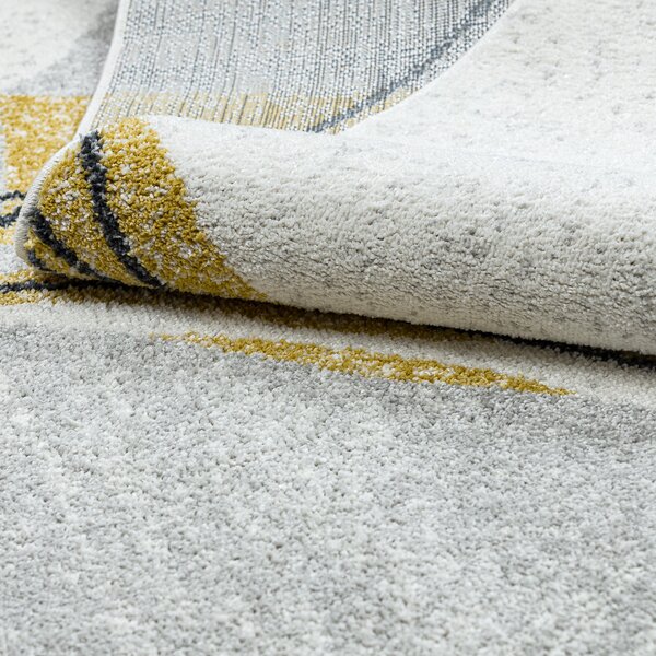 Dywany Łuszczów, Kusový koberec Fusion 5868 white/yellow, 140x190, šedá, kancelária