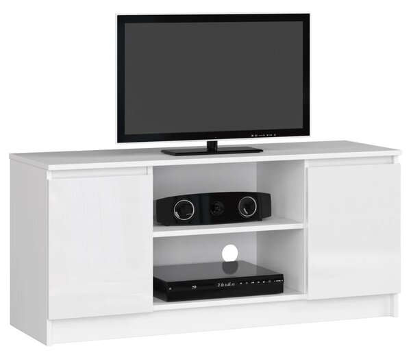 TV stolík YMARIN - biely / biely lesklý