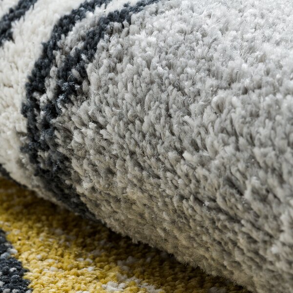 Dywany Łuszczów, Kusový koberec Fusion 5868 white/yellow, 140x190, šedá, kancelária
