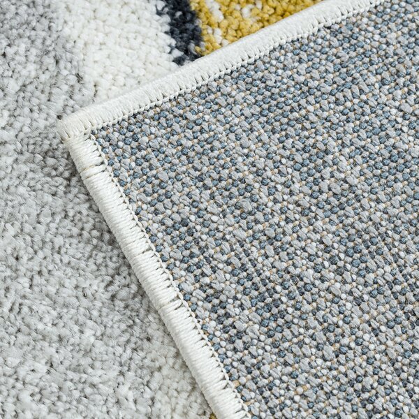 Dywany Łuszczów, Kusový koberec Fusion 5868 white/yellow, 140x190, šedá, kancelária