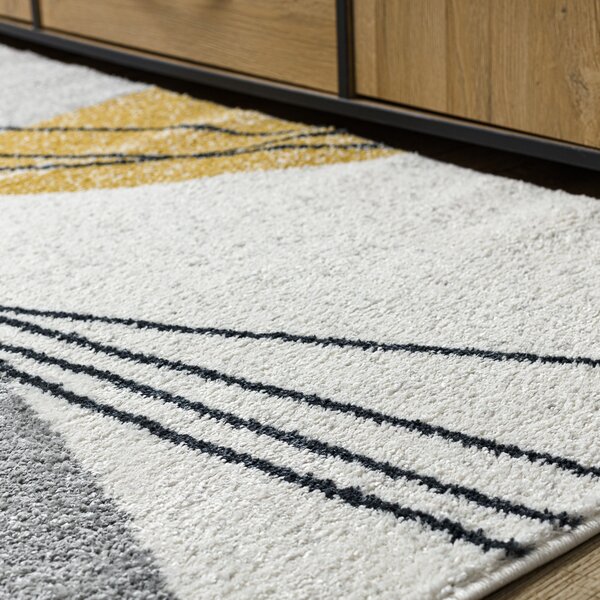 Dywany Łuszczów, Kusový koberec Fusion 5868 white/yellow, 140x190, šedá, kancelária