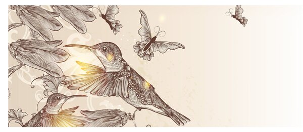 Obraz - Kolibríky (120x50 cm)