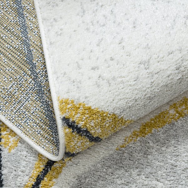 Dywany Łuszczów, Kusový koberec Fusion 5868 white/yellow, 140x190, šedá, kancelária
