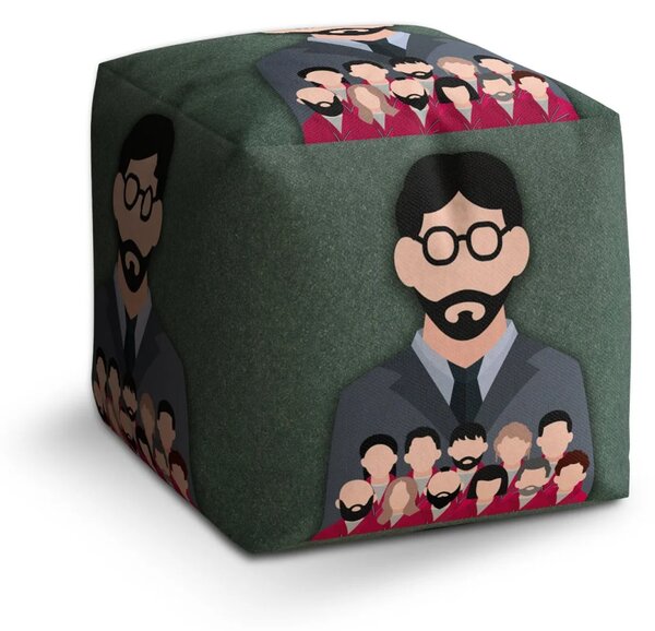 Sablio Taburet Cube Money heist Profesor a jeho tím Zelená - 40x40x40 cm