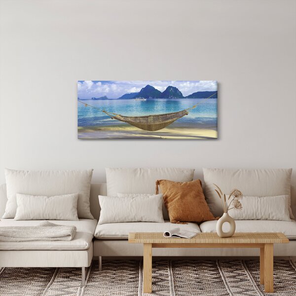 Obraz - Obraz hojdacej siete na pláži 2 (120x50 cm)