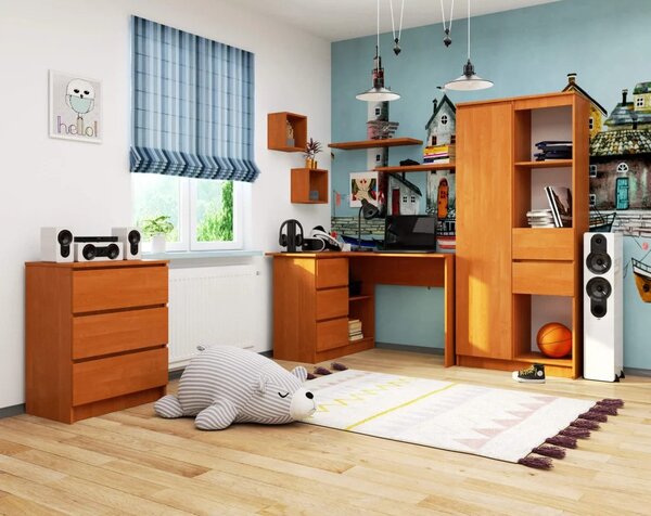 Rohový písací stôl ALERON - jelša, ľavé prevedenie