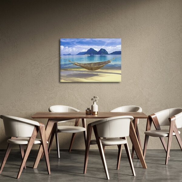 Obraz - Obraz hojdacej siete na pláži 2 (70x50 cm)