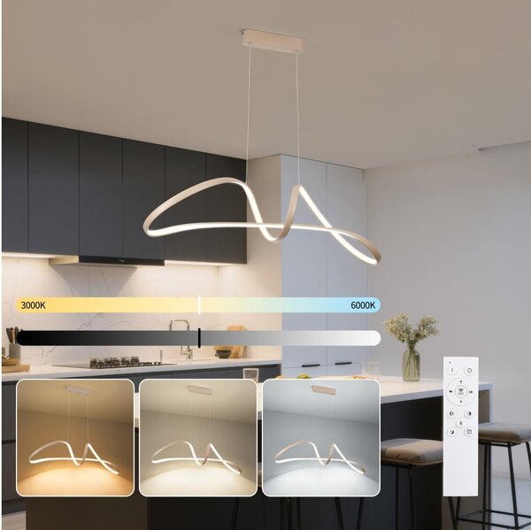 Brilagi-LED Stmievateľný luster na lanku TWISTER LED/60W/230V 3000-6000K béžová+DO