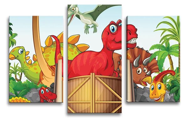 Sablio Obraz - 3-dílný Dinosauři 4 - 75x50 cm