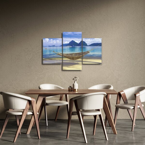 Obraz - Obraz hojdacej siete na pláži 2 (90x60 cm)