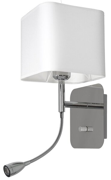 Nástenné svietidlo Napoli, 1x biele textilné tienidlo + 1xLED 1w, ch