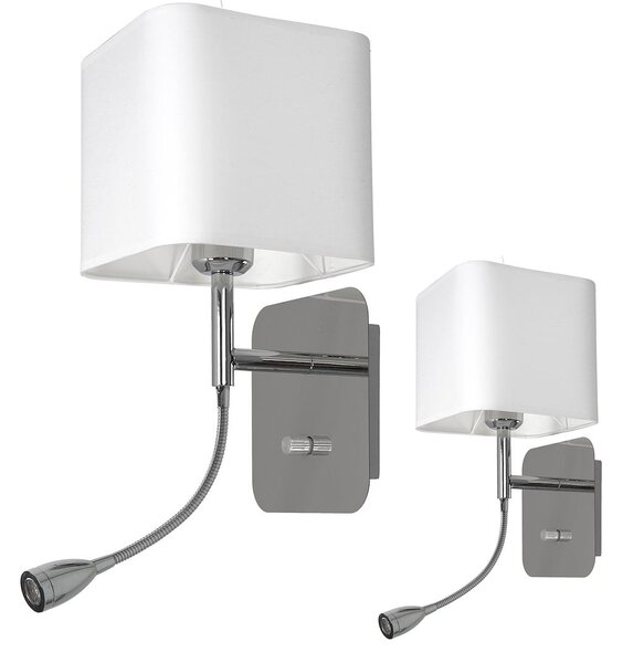 Nástenné svietidlo Napoli, 1x biele textilné tienidlo + 1xLED 1w, ch