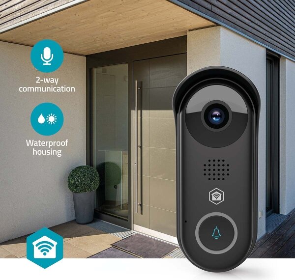 Nedis WIFICDP11BK - Inteligentný videozvonček so senzorom 5V Full HD 1080p IP54 Wi-Fi Tuya