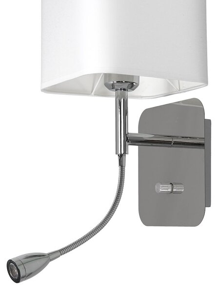 Nástenné svietidlo Napoli, 1x biele textilné tienidlo + 1xLED 1w, ch