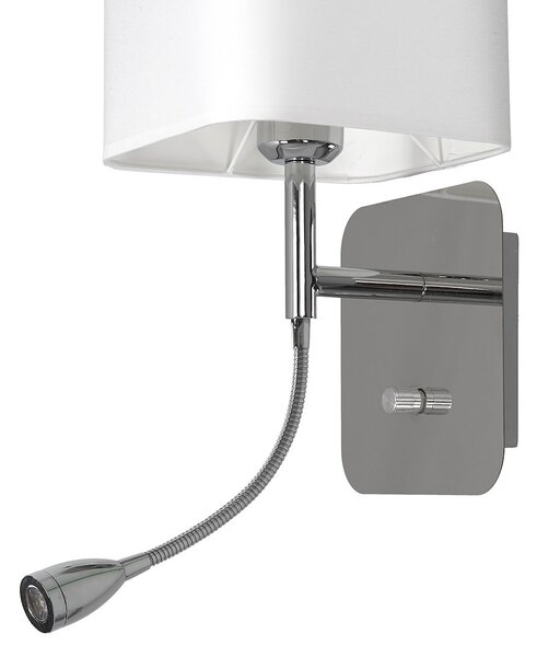 Nástenné svietidlo Napoli, 1x biele textilné tienidlo + 1xLED 1w, ch