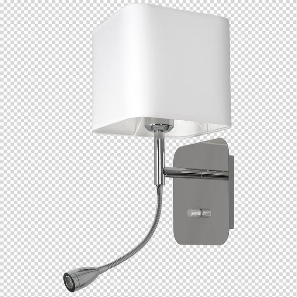 Nástenné svietidlo Napoli, 1x biele textilné tienidlo + 1xLED 1w, ch