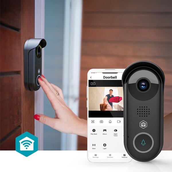 Nedis WIFICDP11BK - Inteligentný videozvonček so senzorom 5V Full HD 1080p IP54 Wi-Fi Tuya