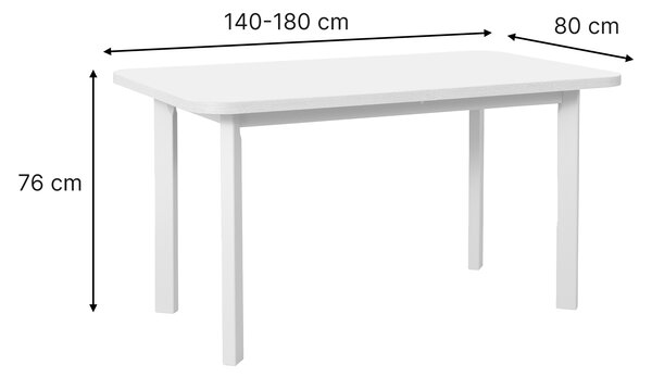 Rozkladací jedálenský stôl Wenera 2P 140-180x80 - biela