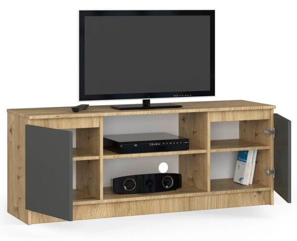 TV stolík s dvierkami YMARIN - dub artisan / šedý