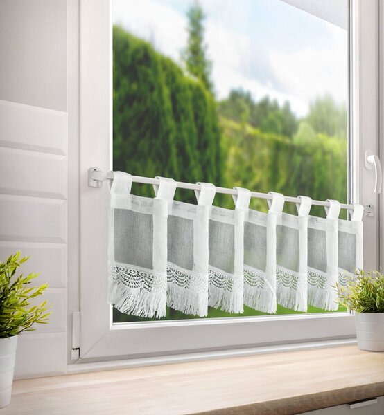 KRÁTKA ZÁCLONA NA PÚTKACH ROXANA 30X150 CM BIELA
