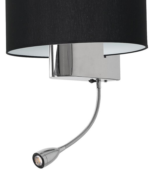 Nástenné svietidlo Napoli, 1x čierne textilné tienidlo + 1xLED 1w, ch