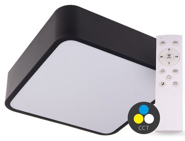 SMART TUYA Čierne LED stropné svietidlo hranaté 400x400mm 36W CCT s DO – LED lustre a svietidlá > LED stropné svietidlá