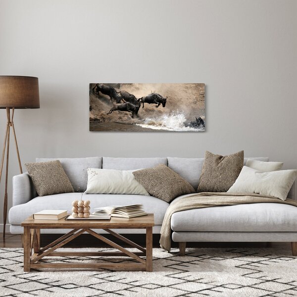 Obraz - Stádo pakoňov (120x50 cm)