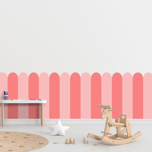 PIPPER. Textilná samolepiaca tapeta - Oblúk - Ružová farba Farba: Kombinácia, Veľkosť: 80 cm