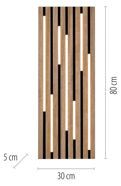 Stropné LED svetlo Akustik, 80 x 30 cm, prírodné drevo, kov, Svetlé drevo, Obývacia izba / jedáleň, kov, Moderný, Stropné svetlo