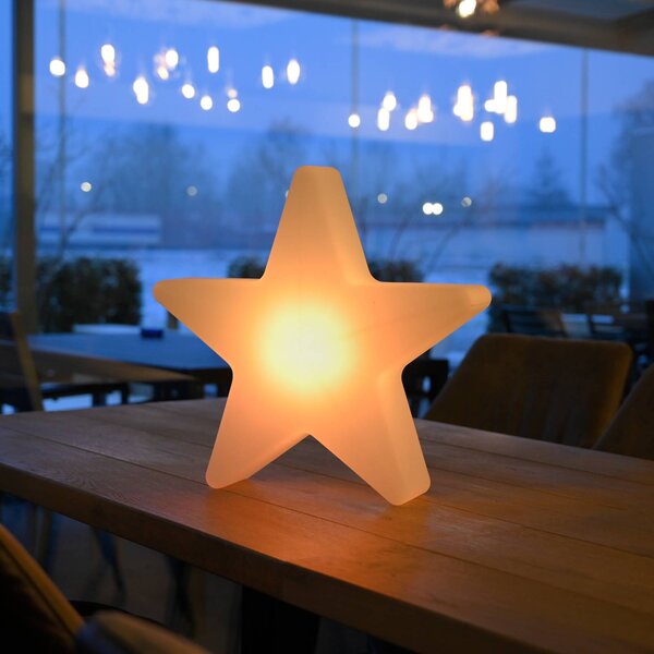 JUST LIGHT. GmbH LED dekoratívne svietidlo na batérie Star, výška 39,5 cm, IP44, biele, RGBW, Biela / opálová, Obývacia izba / jedáleň, Plast