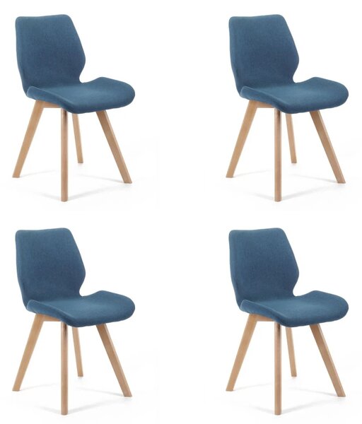 Set 4x jedálenská stolička KIMTE - modrý / buk
