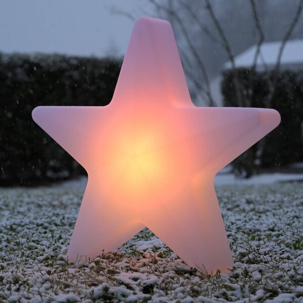 LED dekoratívne svietidlo na batérie Star, výška 55 cm, IP44, biele, RGBW, Biela / opálová, Obývacia izba / jedáleň, Plast