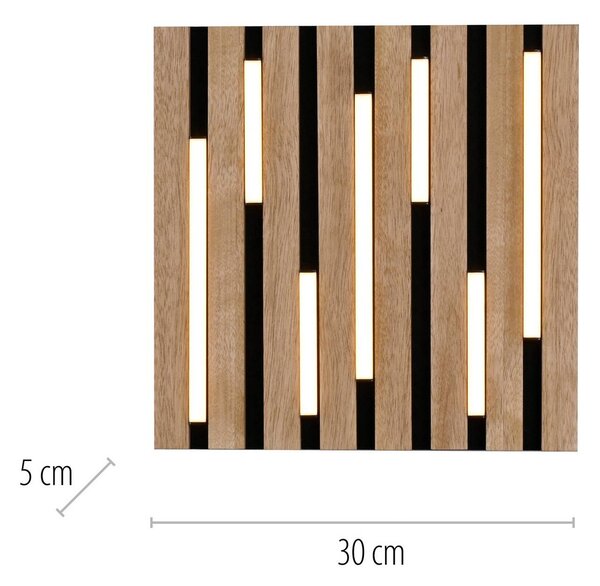 Stropné LED svetlo Akustik, 30 x cm, prírodné drevo, kov, Svetlé drevo, Obývacia izba / jedáleň, kov, Moderný, Stropné svetlo