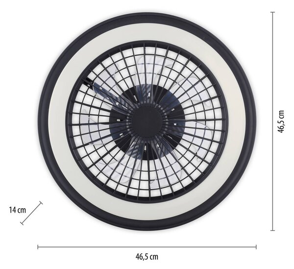 JUST LIGHT. GmbH Stropný ventilátor s LED osvetlením Brandon, čierny, RGBW, Ø 46,5 cm, Čierna, Obývacia izba / jedáleň, Plast, Moderný, Závesné svietidlo