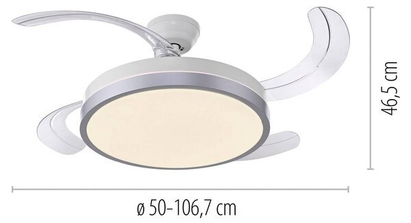 JUST LIGHT. GmbH LED stropný ventilátor Kopta strieborný, s diaľkovým ovládaním, Ø 107 cm, Hliník / sivá / zinok, Obývacia izba / jedáleň, kov, Moderný