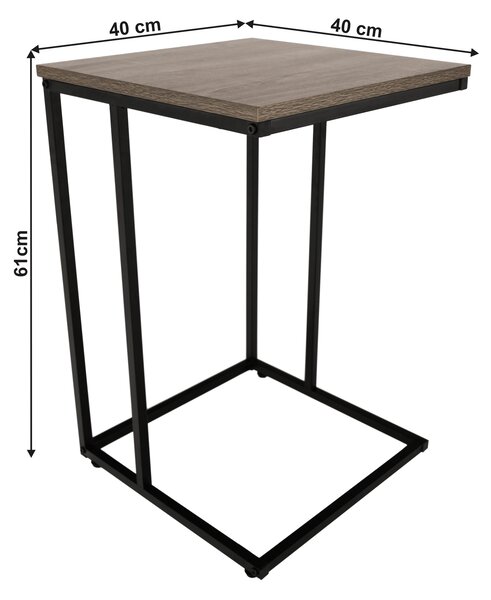 KONDELA Príručný stolík, dub/čierna, KALA