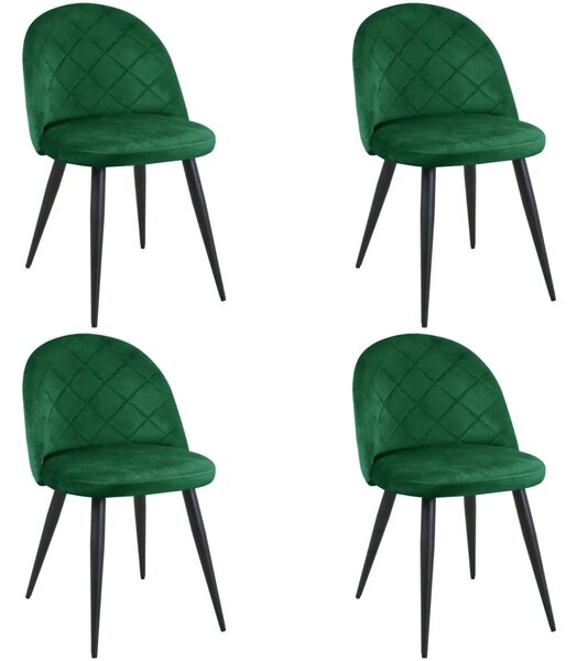 Set 4x jedálenská stolička VASICA - fľaškovo zelený / čierny