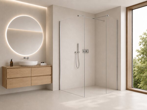 CERANO - Sprchová zástena Walk-in Onyx TL/P - 8 mm - hranatá vzpera - chróm, transparentné sklo - 40x40x200 cm
