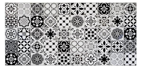Obkladové panely 3D PVC TP10032826, cena za kus, rozmer 964 x 480 mm, dlaždice čierno-biele malé, GRACE