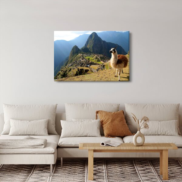 Obrázok - Lama a Machu Picchu (90x60 cm)