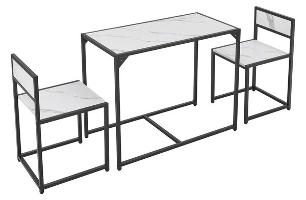 Súprava kuchynského stola so stolom a 2 stoličkami - mramorový vzhľad