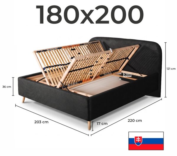 Posteľ čalúnená KORA + lamelový rošt + matrac EMI