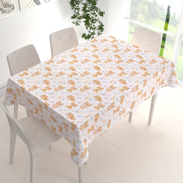Biante Detský bavlnený obdĺžnikový obrus Sandra SA-524 Roztomilé medvedíky na bielom 50x100 cm