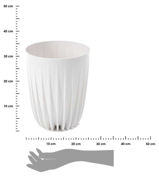 PLASTOVÝ KVETINÁČ STRIPPED ECO 30X25 CM BIELA