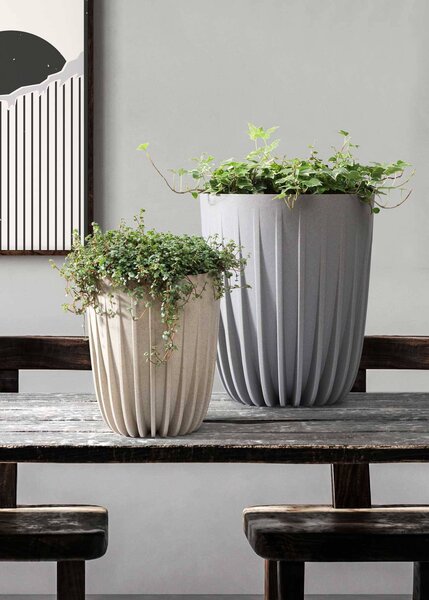 PLASTOVÝ KVETINÁČ STRIPPED ECO 30X25 CM ZELENÁ