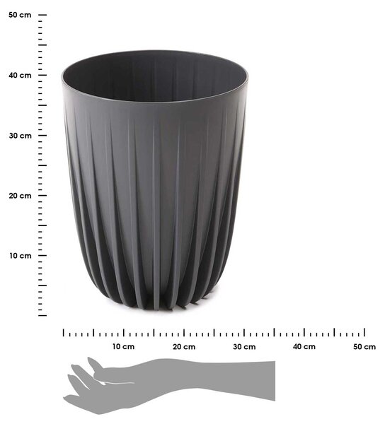 PLASTOVÝ KVETINÁČ STRIPPED ECO 36X30 CM ANTRACITOVÁ