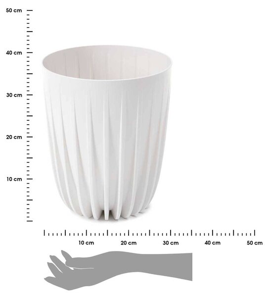 PLASTOVÝ KVETINÁČ STRIPPED ECO 46X39 CM BIELA