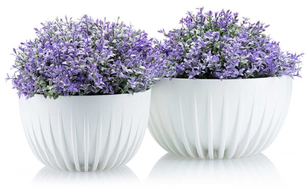 PLASTOVÝ KVETINÁČ STRIPPED ECO 16X30 CM BIELA