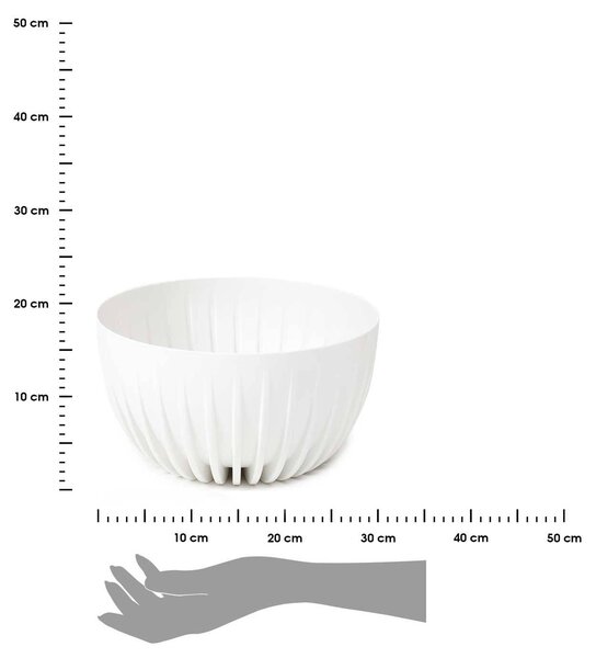 PLASTOVÝ KVETINÁČ STRIPPED ECO 16X30 CM BIELA